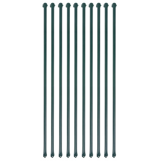 Słupki ogrodzeniowe, 10 szt., 1 m, metalowe, zielone