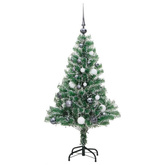 Sztuczna choinka ze 150 LED, bombkami i śniegiem, 150 cm vidaXL