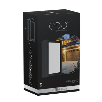 Ogrodowa oprawa elewacyjna kinkiet ATEA BLACK E27 czarny IP44 EDO777364 EDO Solutions