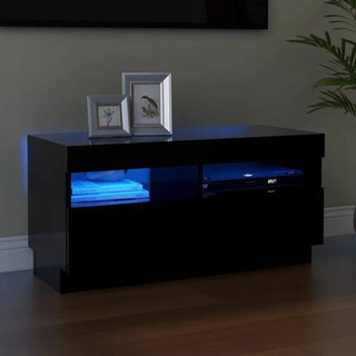 vidaXL Szafka pod TV z oświetleniem LED, czarna, 80x35x40 cm