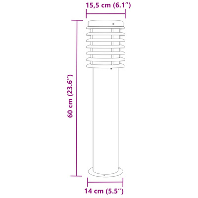 Lampy ogrodowe na słupku, 3 szt., srebrne, 60 cm, stal
