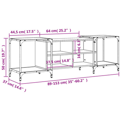 vidaXL Szafka pod TV, czarna, 153x37x50 cm, materiał drewnopochodny