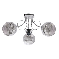 Lampa wisząca Mirox z kloszem potrójna metalowo-szklana srebrna E27