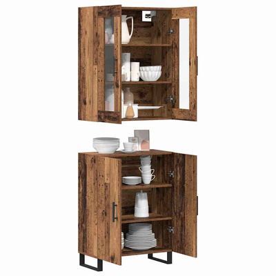 Highboard 2 szt. Stare drewno 69,5 x 34 x 180 cm