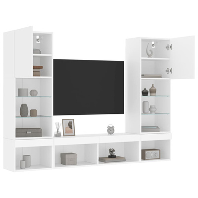 5-częściowy zestaw mebli TV z LED, biały