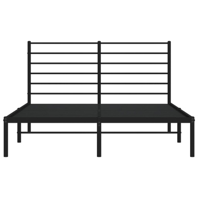 Metalowa rama łóżka z wezgłowiem, czarna, 160x200 cm