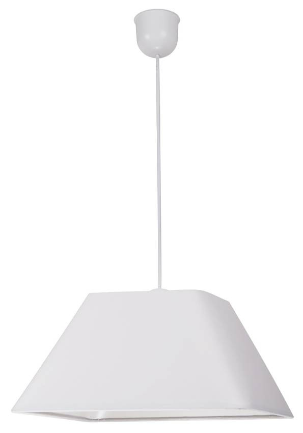 Lampa wisząca z abażurem Robin biała tkaninowa do salonu
