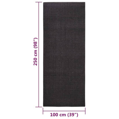 vidaXL Dywanik, naturalny sizal, 100x250 cm, czarny