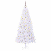 Sztuczna choinka z 300 diodami LED Biały 240 cm PVC i stal