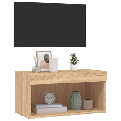 vidaXL Szafka pod TV, z oświetleniem LED, dąb sonoma, 60x30x30 cm