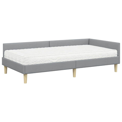 Rama Łóżka Narożnego z Materacem 2 szt. Jasnoszary 100 x 200 cm