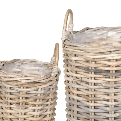 Kosz na rośliny 2 szt. Naturalna szarość Rattan Kubu