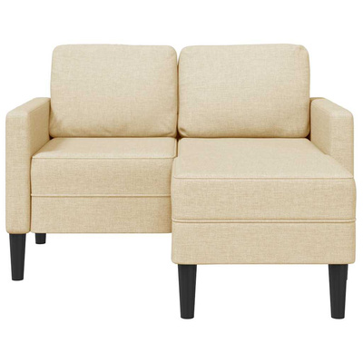 Sofa 2-osobowa z leżanką w kształcie litery L, kremowa, 125 cm