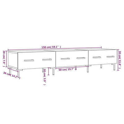 vidaXL Szafka pod TV, czarna, 150x36x30 cm, materiał drewnopochodny