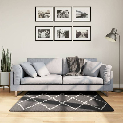 vidaXL Dywan z długim włosiem PAMPLONA, czarno-kremowy, 120x120 cm