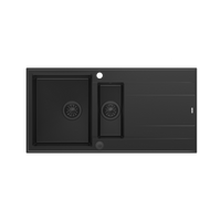 EVAN 156 GraniteQ zlewozmywak z syfonem Push To Open 1,5-komorowy z/o (1000x500x210; kom. 420x480) pure carbon / elementy pure carbon