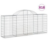 Kosze gabionowe, 18 szt, 200x30x80/100 cm, galwanizowane żelazo