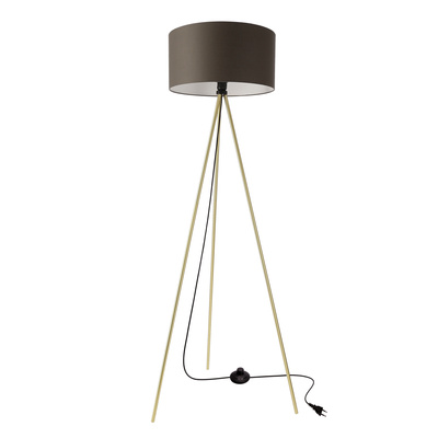 VANTI lampa podłogowa stojąca 1x40W E27 złota konstrukcja abażur grafitowy nowoczesna do salonu sypialni biura elegancka wysoka lampa podłogowa