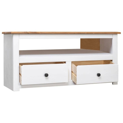 vidaXL Narożna szafka pod TV, biała, 93x49x49 cm, sosna, seria Panama