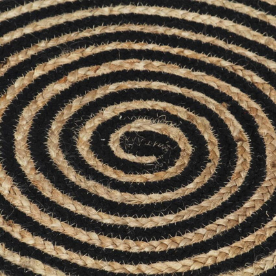vidaXL Dywanik ręcznie wykonany z juty, spiralny wzór, czarny, 90 cm