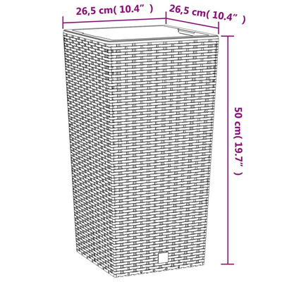 vida Donica z pojemnikiem wewnątrz, antracytowa, 11/26,5 L, rattan PP