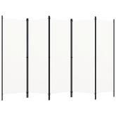 Parawan 5-panelowy, biały, 250 x 180 cm