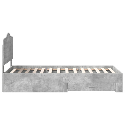 Ramka łóżka Betonowy szary 100 x 200 cm Drewno inżynieryjne