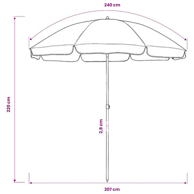 Parasol plażowy, piaskowy żółty, 240 cm