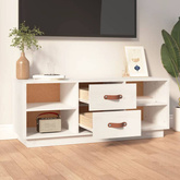 vidaXL Szafka pod TV, biała, 100x34x40 cm, lite drewno sosnowe