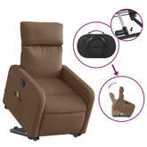 vidaXL Podnoszony fotel masujący, elektryczny, rozkładany, brązowy