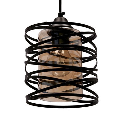 Eluna lampa wisząca czarny E27 klosz bursztynowy 31-09548