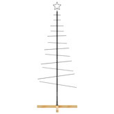 vidaXL Metalowa choinka z drewnianą podstawą, czarna, 150 cm