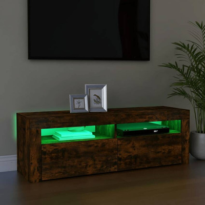 vidaXL Szafka pod TV z oświetleniem LED, przydymiony dąb, 120x35x40 cm model standard
