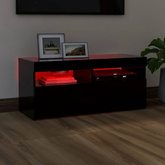 Szafka pod TV z oświetleniem LED, czarna, 90x35x40 cm vidaXL
