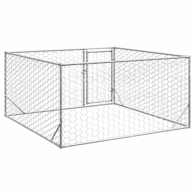 Zewnętrzna buda dla psa z drzwiami 2x2x1 m, ocynkowana stal