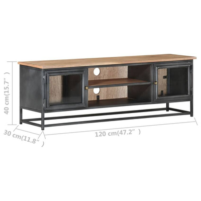 vidaXL Szafka pod TV, szara, 120x30x40 cm, lite drewno akacjowe i stal