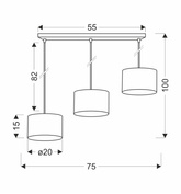 Lampa wisząca z abażurami Pandy czarna potrójna do salonu E27