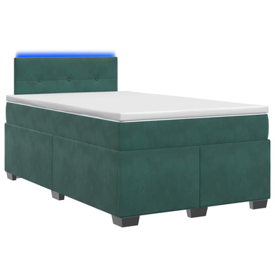 Łóżko Box Spring z materacem i LED Ciemnozielony 120 x 190 cm
