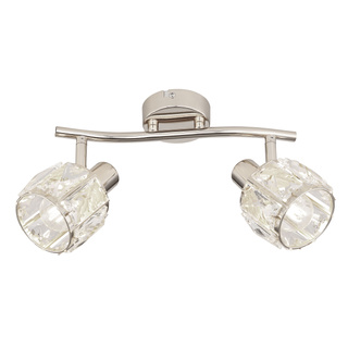 Dubai lampa sufitowa listwa chromowy 2x40W E14 klosz chromowy kryszt transp