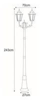 Wysoka zewnętrzna lampa stojąca K-7006A2/2 czarna/złota z serii LOZANA KAJA
