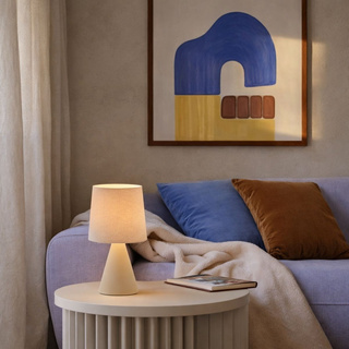 Lampka nocna Satti ceramiczna brązowa z abażurem E14 klasyczna