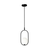 Lampa wisząca CORDEL elegancka - czarna z białym kloszem kulką - nowoczesne oświetlenie salonu i łazienki 1x G9 LED