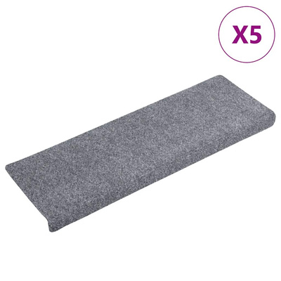 Maty na schody samoprzylepne 5 szt. 65x21x4 cm Jasnoszary prostokątny brzeg