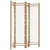 Składany parawan 4-panelowy, 160 cm, bambus i płótno