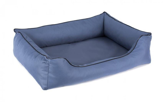 Legowisko dla psa Sofa Valencia Standard w kolorze niebieskim z czarnym wykończeniem Rozmiar: L - 100 x 75 cm