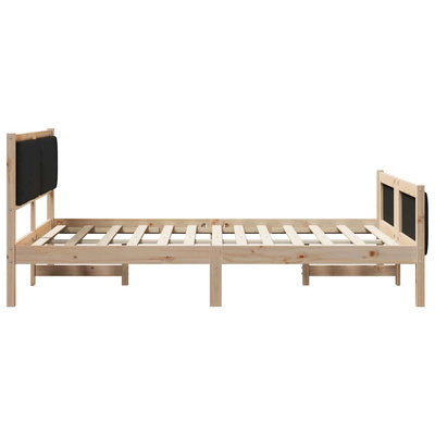 Rama łóżka brązowo-czarny 140 x 190 cm Lite drewno sosnowe