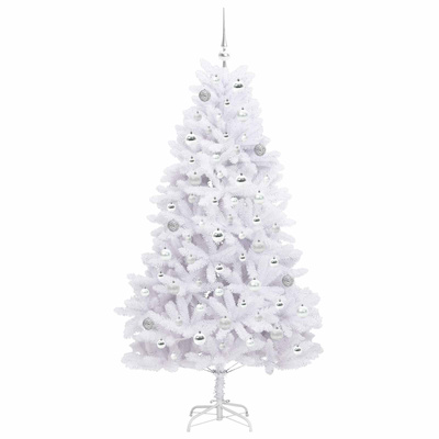 Sztuczna choinka z zawiasami z podstawą Biały 180 cm PVC i stal