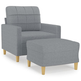 vidaXL Fotel z podnóżkiem, jasnoszary, 60 cm, obity tkaniną model standard