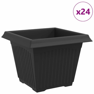 Kwadratowa doniczka na kwiaty 24 pcs Czarny 28,5 x 28,5 x 22 cm