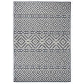 vidaXL Dywan zewnętrzny o płaskim splocie, 140x200 cm, niebieskie pasy